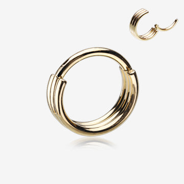 Golden Triple Stack Hinged Steel Segment Clicker Ring